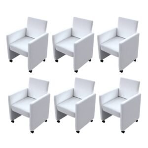 vidaXL Eetkamerstoelen 6 st kunstleer wit