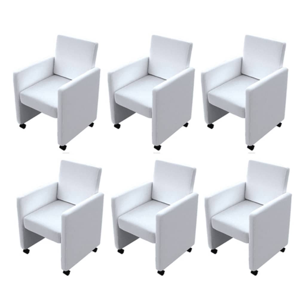 vidaXL Eetkamerstoelen 6 st kunstleer wit