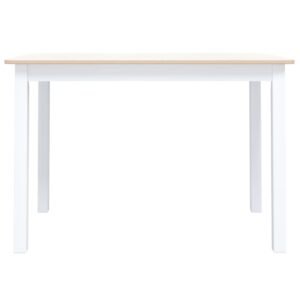 vidaXL Eettafel 114x71x75 cm massief rubberwood wit en bruin