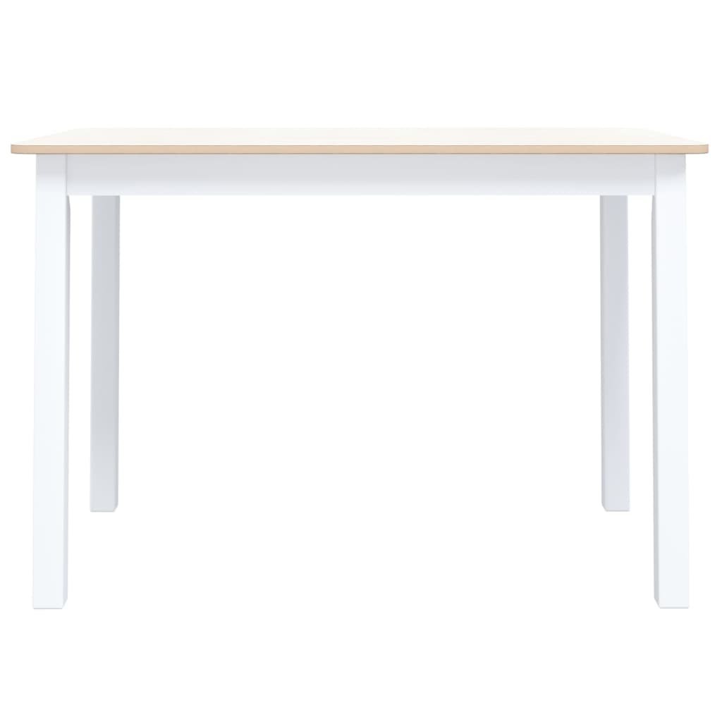 vidaXL Eettafel 114x71x75 cm massief rubberwood wit en bruin