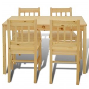 vidaXL Eettafel met 4 stoelen hout naturel