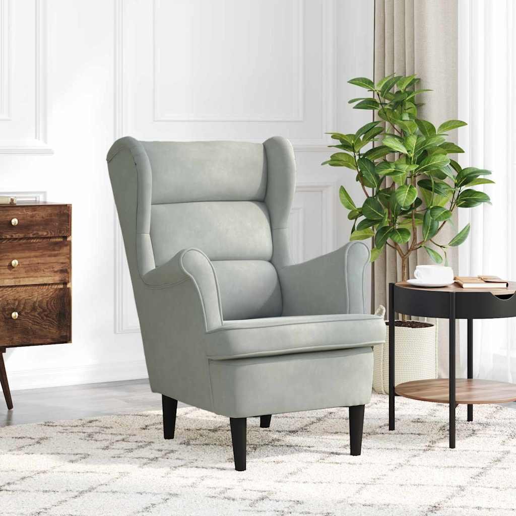 vidaXL Fauteuil Lichtgrijs Fluweel