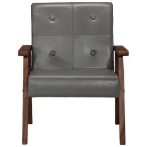 vidaXL Fauteuil echt leer grijs