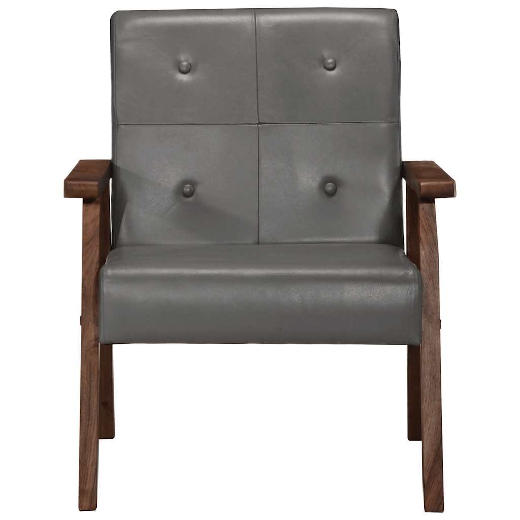 vidaXL Fauteuil echt leer grijs
