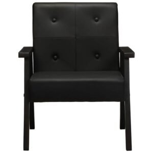 vidaXL Fauteuil echt leer zwart
