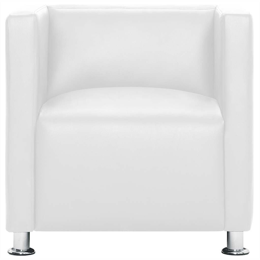 vidaXL Fauteuil kubus kunstleer wit