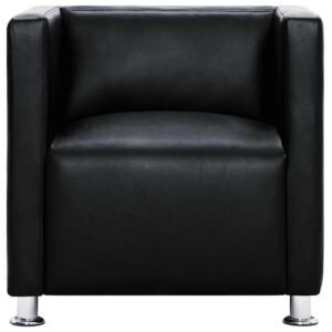 vidaXL Fauteuil kubus kunstleer zwart
