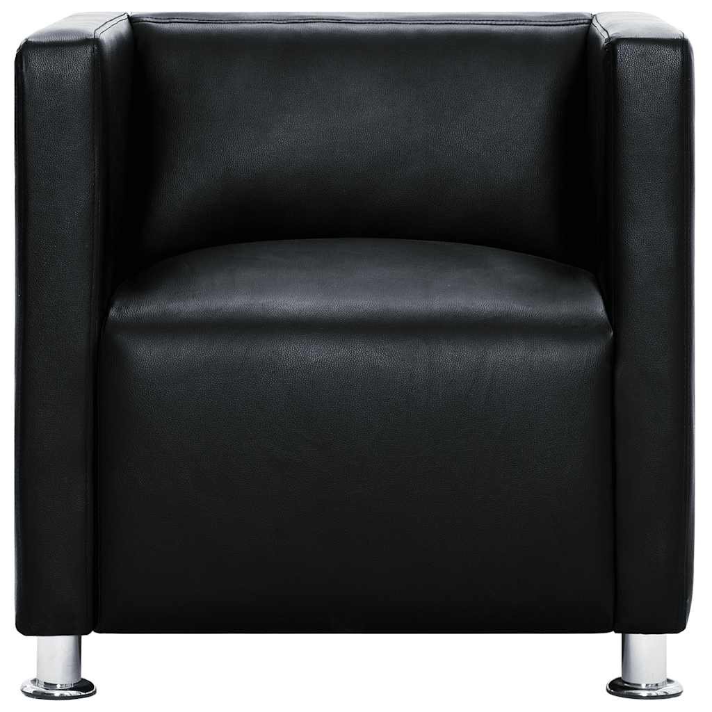 vidaXL Fauteuil kubus kunstleer zwart