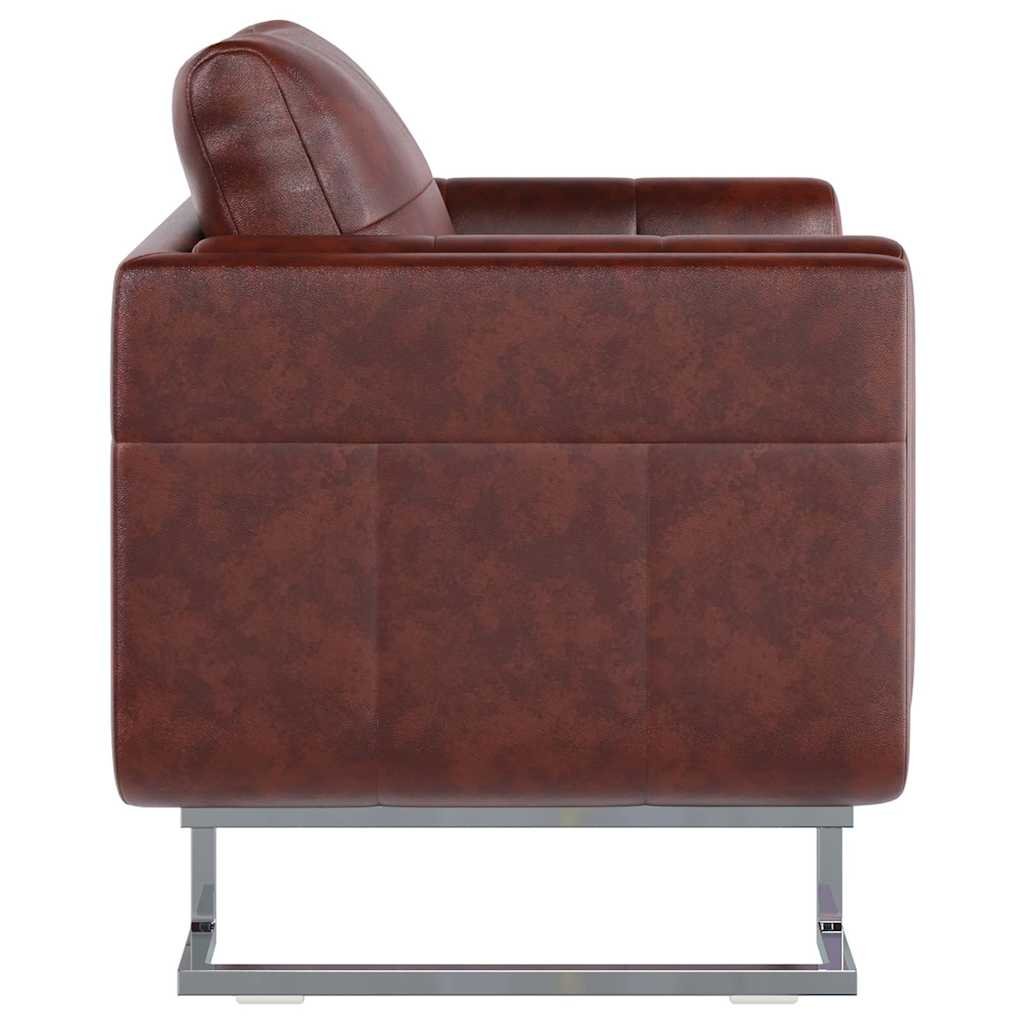 vidaXL Fauteuil met verchroomde poten kubus kunstleer bruin