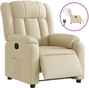 vidaXL - Fauteuil - verstelbaar - elektrisch - stof - crèmekleurig