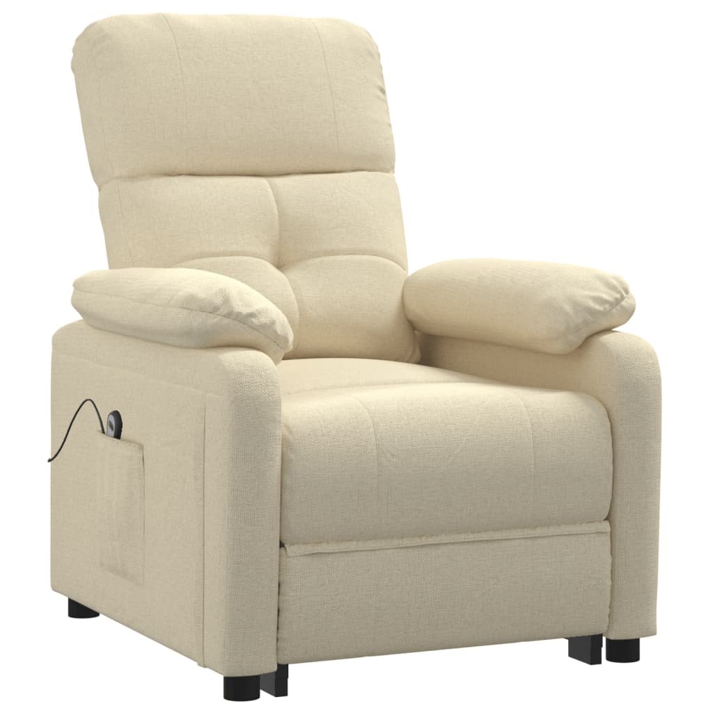 vidaXL Fauteuil verstelbaar elektrisch stof crèmekleurig