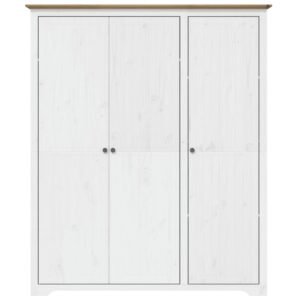 vidaXL Kledingkast BODO 146x53,5x173 cm massief grenenhout wit bruin