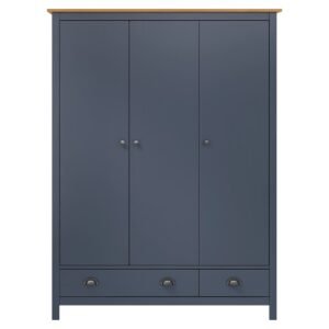 vidaXL Kledingkast Hill 3 deuren 127x50x170 cm grenenhout grijs