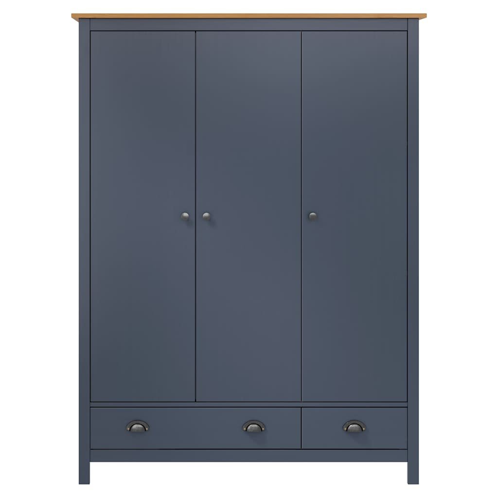 vidaXL Kledingkast Hill 3 deuren 127x50x170 cm grenenhout grijs
