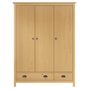 vidaXL Kledingkast Hill 3 deuren 127x50x170 cm massief grenenhout