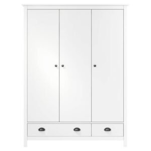 vidaXL Kledingkast Hill 3 deuren 127x50x170 cm massief grenenhout wit