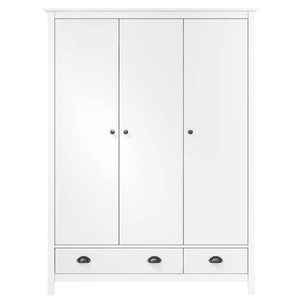 vidaXL Kledingkast Hill 3 deuren 127x50x170 cm massief grenenhout wit