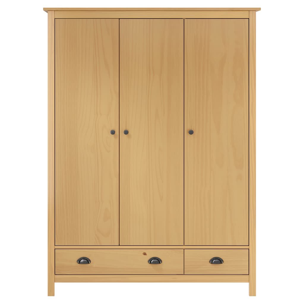 vidaXL Kledingkast Hill 3 deuren 127x50x170 cm massief grenenhout