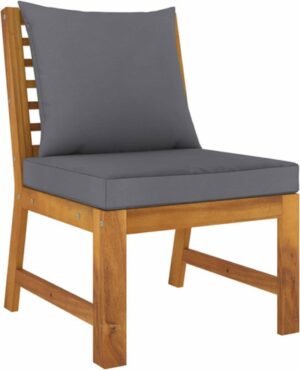 vidaXL - Middenbank - sectioneel - met - donkergrijs - kussen - massief - acaciahout