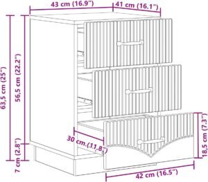 vidaXL - Nachtkastje - met - lade - Betongrijs - 43 - x - 41 - x - 63,5 - cm - Bewerkt - hout