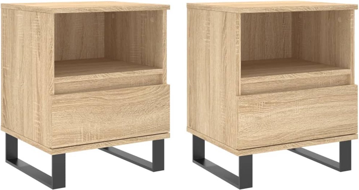 vidaXL - Nachtkastjes - 2 - st - 40x35x50 - cm - sonoma - eikenkleurig