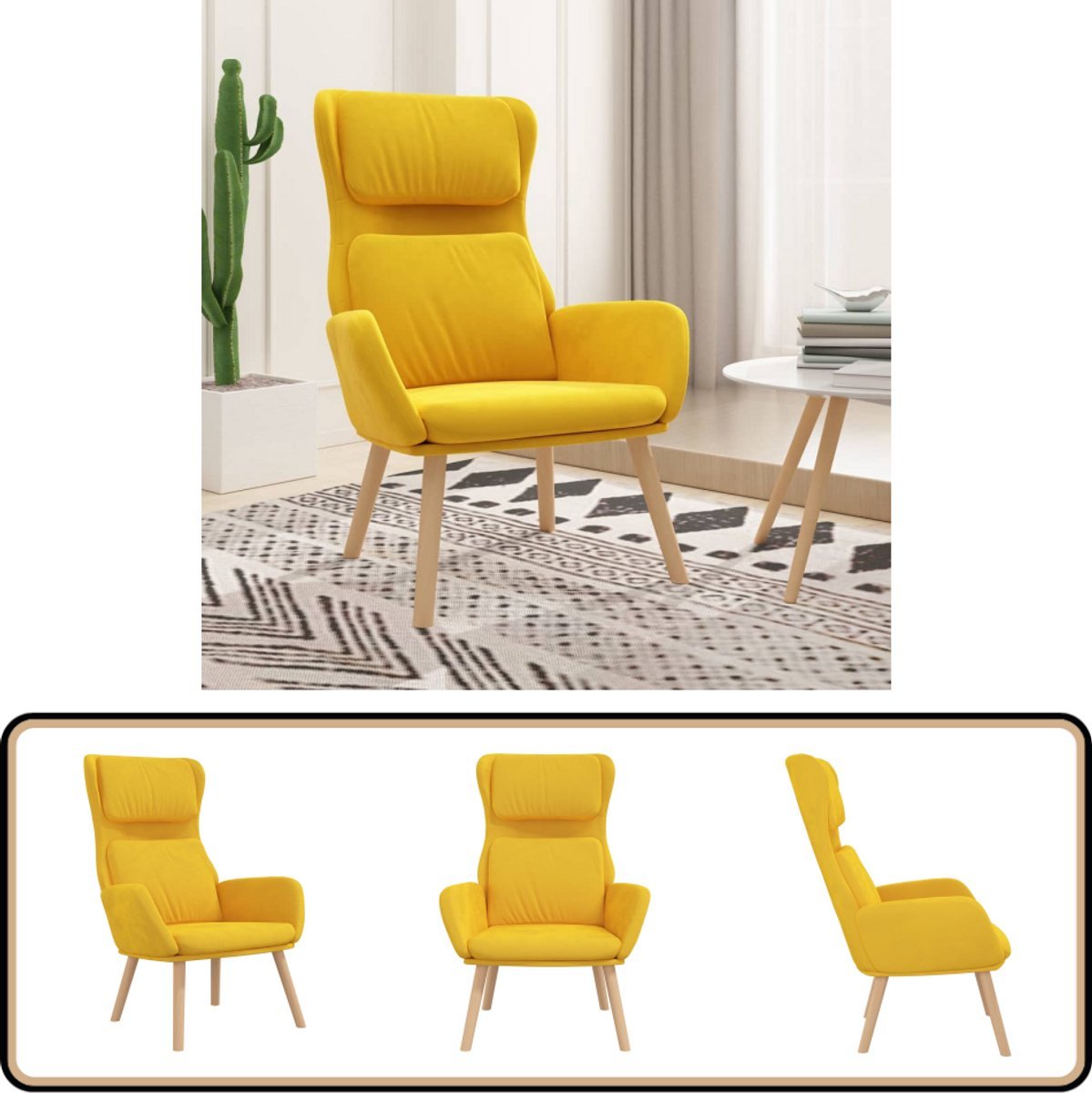 vidaXL Relaxstoel Fluweel Mosterdgeel Relaxstoel - Fauteuils - Velvet Meubels - Mustard Yellow Furniture - Lounge Chair