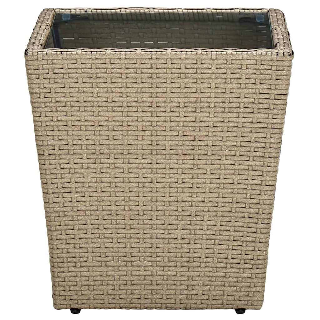 vidaXL Salontafel 41,5x41,5x44 cm poly rattan en gehard glas beige