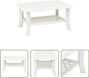 vidaXL Salontafel - Kunststof - 90x60x46 cm - Wit Salontafel - Buitentafel - Tuintafel - Koffietafel - Kunststoffen Tafels