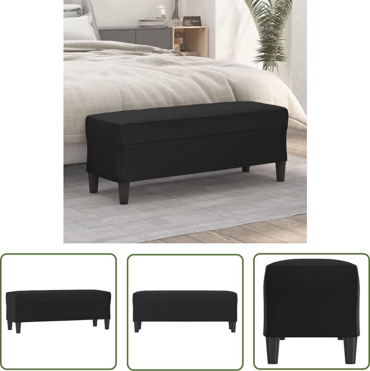 vidaXL Salontafel - Zwarte Bank - Bankje 100x35x41 cm kunstleer zwart - Stoel - Eetkamerstoel - Multifunctionele Bank