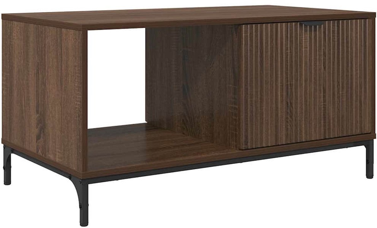 vidaXL - Salontafel - met - lade - Bruin - Eiken - 90 - x - 49 - x - 46 - cm - Bewerkt - hout