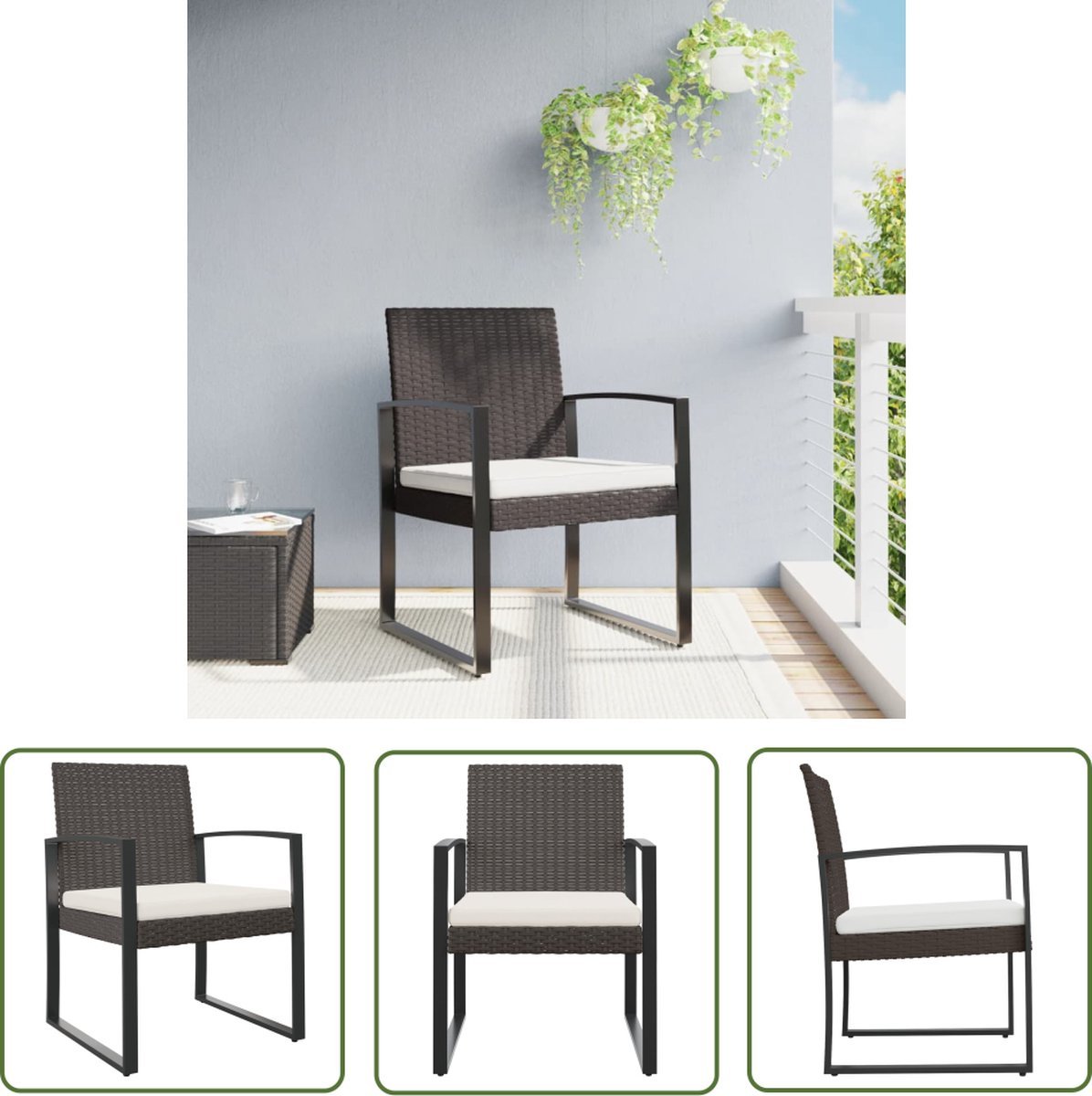 vidaXL Terasstoelen - Tuinstoelen - Tuinstoelen 2 st polypropeen rattan bruin - Outdoor Meubilair - Lounge Stoelen - Bruine Stoelen