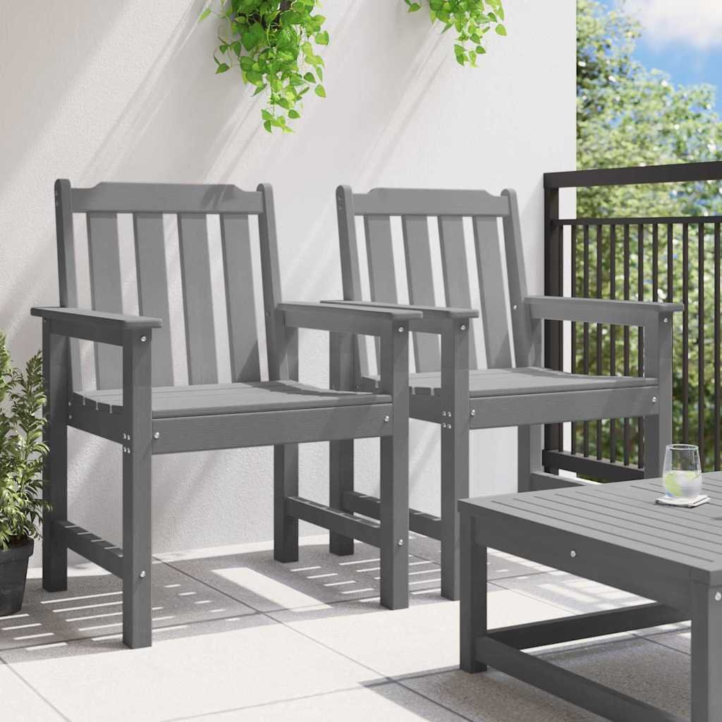 vidaXL Tuin eetkamerstoel 2 pcs Lichtgrijs 65,5 x 59 x 88 cm HDPE