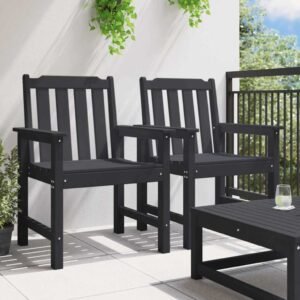 vidaXL Tuin eetkamerstoel 2 pcs Zwart 65,5 x 59 x 88 cm HDPE