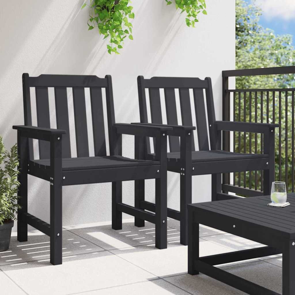 vidaXL Tuin eetkamerstoel 2 pcs Zwart 65,5 x 59 x 88 cm HDPE