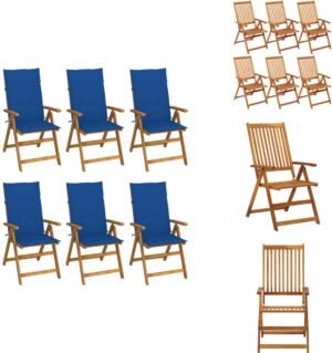 vidaXL Tuinstoel - Tuinstoelen - Tuin Stoel - Tuin Stoelen - Tuinstoelen 6 st inklapbaar met kussens massief acaciahout