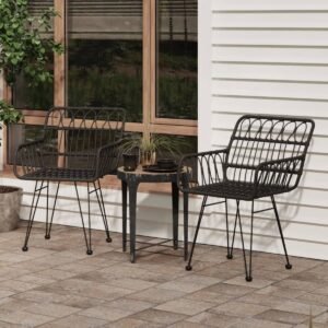 vidaXL - Tuinstoelen - 2 - st - met - armleuning - 56x64x80 - cm - PE-rattan - zwart