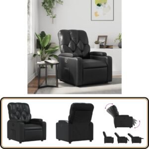 vidaXL Verstelbare Fauteuil - Kunstleer - Zwart Fauteuil - Fauteuils - Relaxfauteuil - Leunstoel