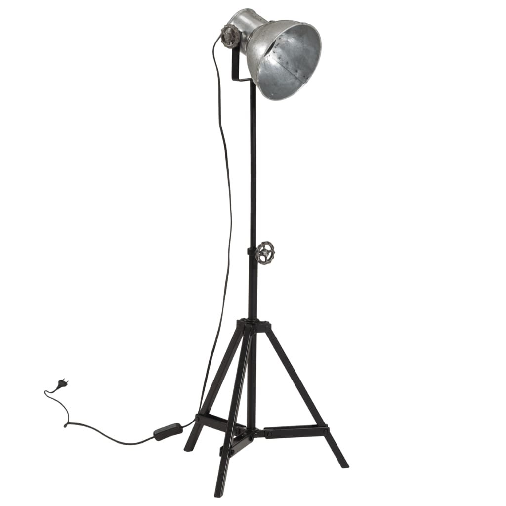 vidaXL Vloerlamp 25 W E27 35x35x65/95 cm vintage zilverkleurig