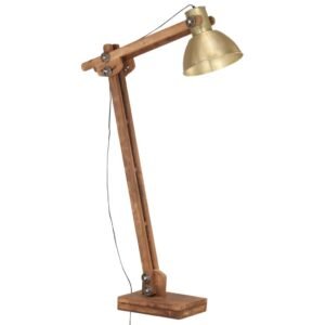 vidaXL Vloerlamp E27 massief mangohout messingkleurig