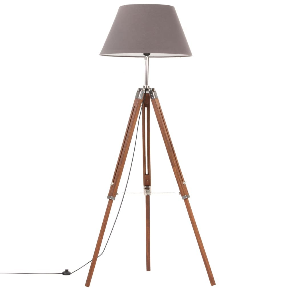 vidaXL Vloerlamp driepoot 141 cm massief teakhout honingbruin en grijs