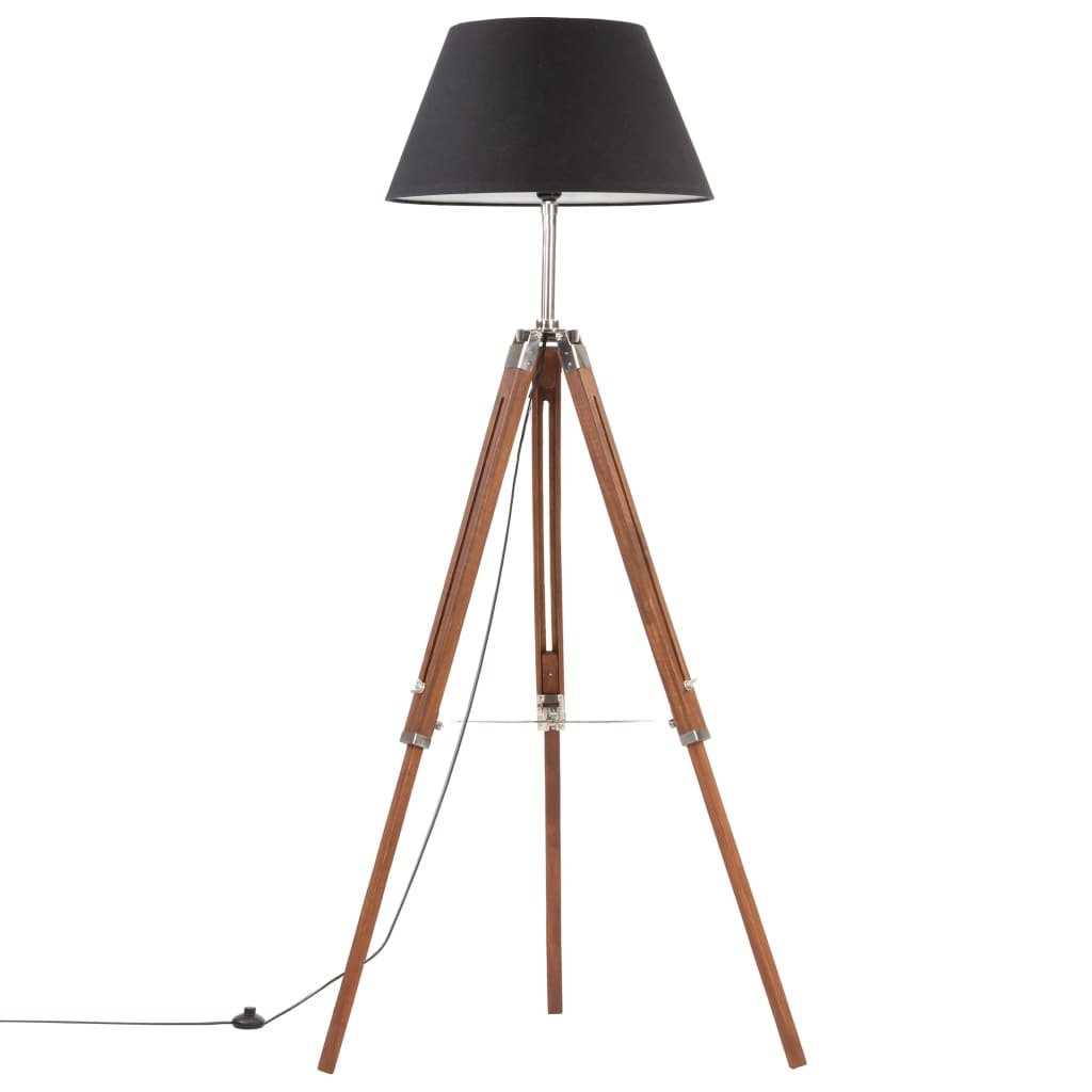 vidaXL Vloerlamp driepoot 141 cm massief teakhout honingbruin en zwart
