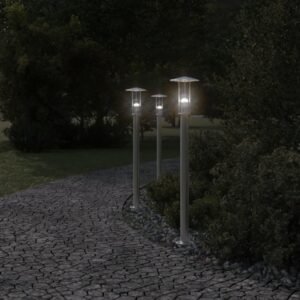 vidaXL Vloerlamp voor buiten 100 cm roestvrijstaal zilverkleurig
