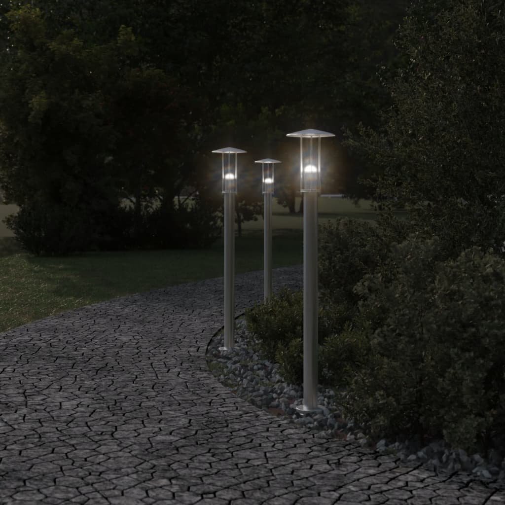 vidaXL Vloerlamp voor buiten 100 cm roestvrijstaal zilverkleurig