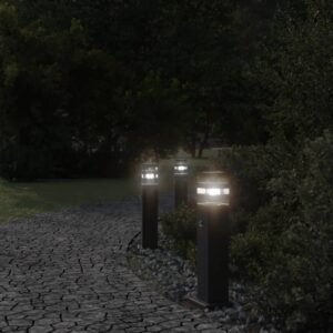 vidaXL Vloerlampen voor buiten 3 st met sensor 50 cm aluminium zwart