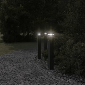vidaXL Vloerlampen voor buiten 3 st met sensor 80 cm aluminium zwart