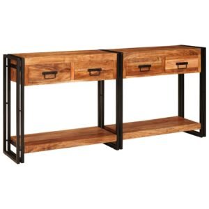 vidaXL Wandtafels 2 pcs Bruin 161 x 33 x 75 cm Massief Acaciahout