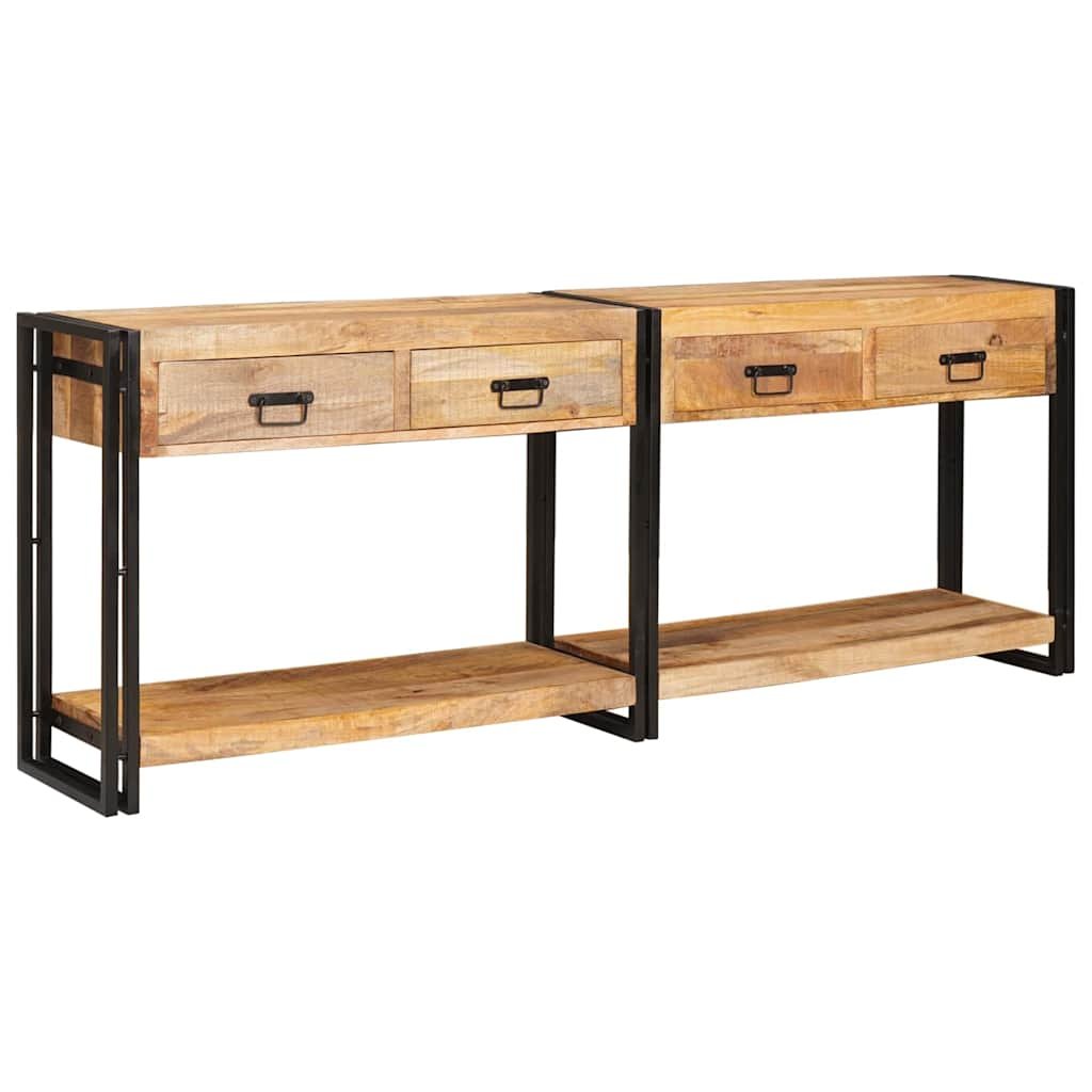 vidaXL Wandtafels 2 pcs Bruin 200 x 33 x 75 cm Massief Mango Hout