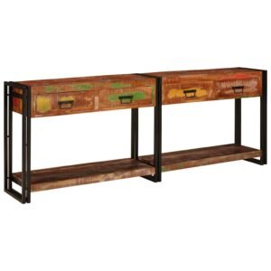 vidaXL Wandtafels met lade 2 pcs Multikleur Massief Gerecycled Hout
