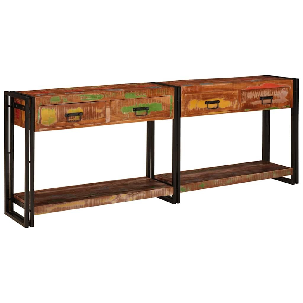vidaXL Wandtafels met lade 2 pcs Multikleur Massief Gerecycled Hout